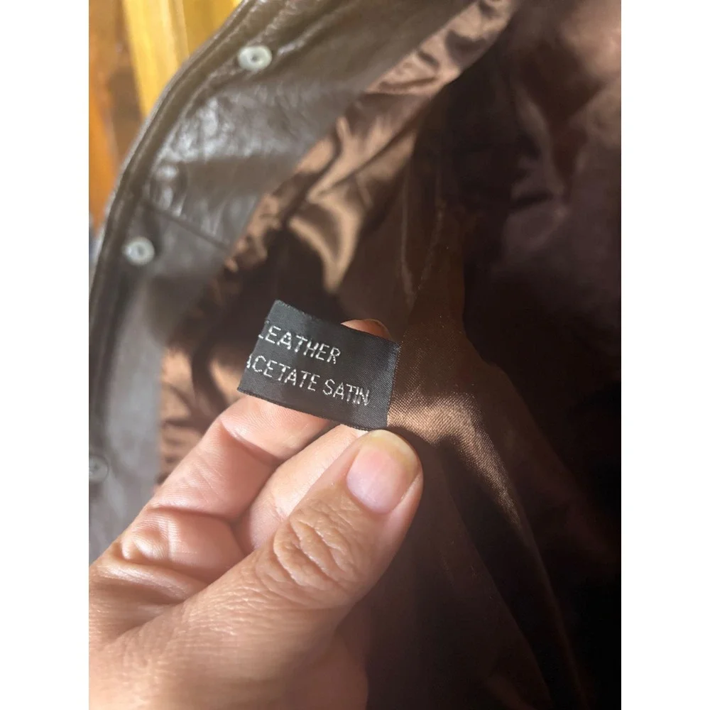 Golden State Leather Fashions Mens Brown Leather Car Coat Jacket Vintage Size 40